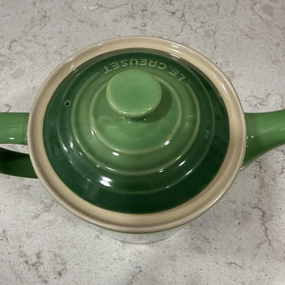 Le Creuset Medium Grand Teapot 1.3L 1.4QT BAMBOO Green Stoneware Glazed NEW